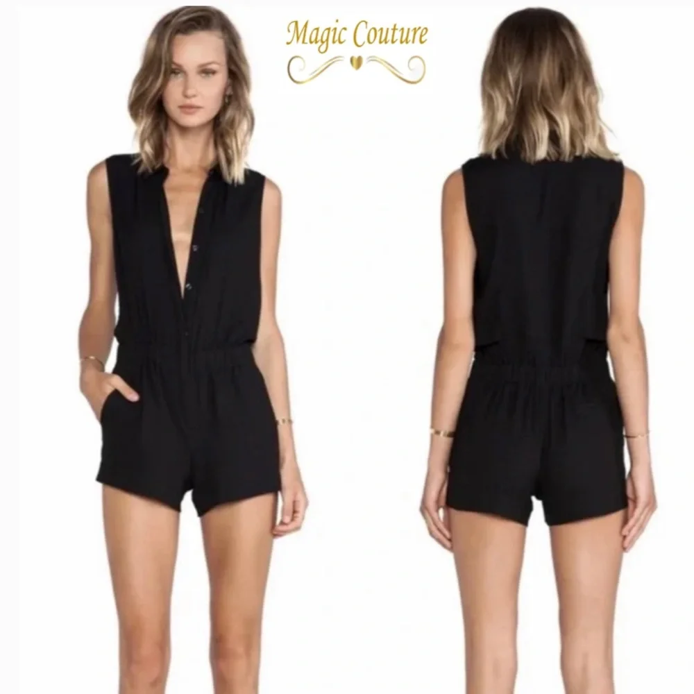 A.L.C. Drew Button Front Black Romper🖤🖤🖤 - Picture 1 of 14